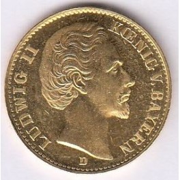 20 Mark Ludwig II. Bayern 1873 D Goldmünze 