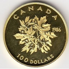 1/2 Unze Kanada 100 Dollar Frieden 1986 / Nationalhymne 1981 mit Box/Zertifikat