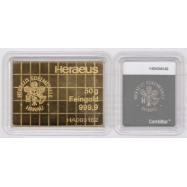 50x 1 Gramm Goldbarren Combi Valcambi im Blister