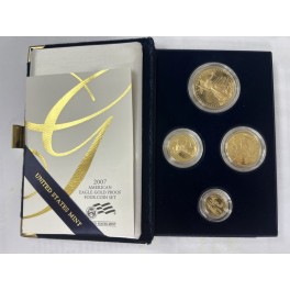 Four-Coin-Set 2007 Proof American Eagle mit Zertifikat und edler Box