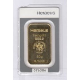 50 Gramm Heraeus Goldbarren Resale ohne Blister
