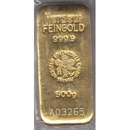 500 Gramm Heraeus/ Commerzbank Goldbarren 