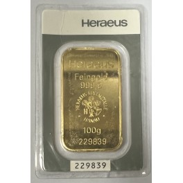 100 Gramm Heraeus Goldbarren Resale ohne Blister
