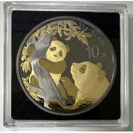 30g 10 Yuan Panda 2021 Silbermünze rhodiniert vergoldet