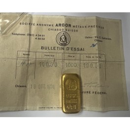Sammlerstück: 100g Goldbarren ARGOR Metaux Precieux mit Zertifikat 