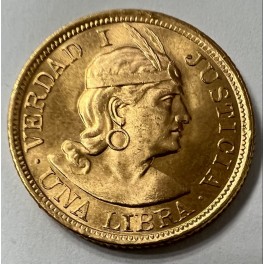 Inkakopf 1 Libra 1966 Peru Goldmünze 