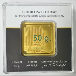 50 Gramm Goldbarren Geiger im Blister