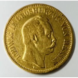 (rar!) 10 Mark Ludwig III Großherzog von Hessen 1872 H Goldmünze