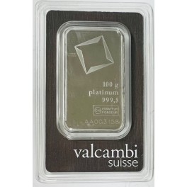 100g Platinbarren Valcambi im Blister
