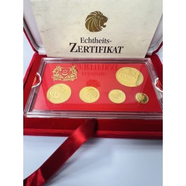 Rarität: Löwenstadt Set 1992 Goldmünzen Singarurin edlem Etui + Zertifkat
