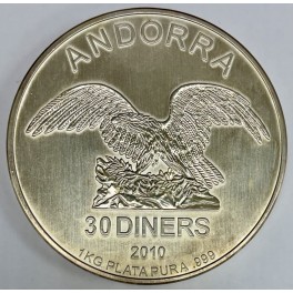 1 Kilo Andorra Silbermünze 2010 30 Diners