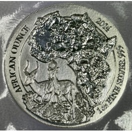 1oz Year of the Antilope/Impala 2014 Ruanda Lunar Serie Silberm&uuml;nze