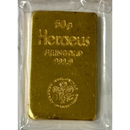 Rarit&auml;t 50 Gramm alter Heraeus Goldbarren