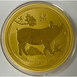 1oz Year of the Pig/Schwein 2019 Lunar II Goldm&uuml;nze