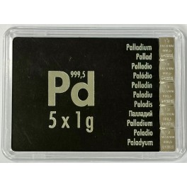 5x 1g Palladiumbarren Valcambi CombiBar Palladiumbarren