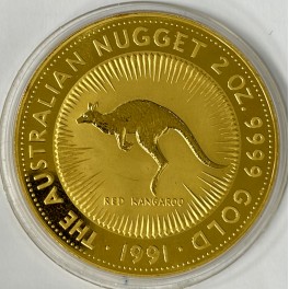 2oz Kangaroo 1991 Nugget 500Dollars Goldm&uuml;nze