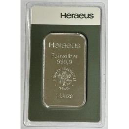 1oz Silberbarren Heraeus im Blister