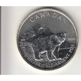 1oz Kanada Wildlife Grizzly 5 Dollars Silberm&uuml;nze