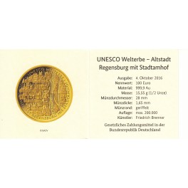 100 Euro Gold Regensburg mit Box und Zertifikat